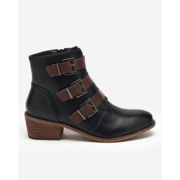 Resti Black ankle boots on a low post Asteria - Footwear