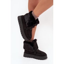 BIG STAR SHOES Дамски Снежни Чизми На Платформа С Козина И Връзки Big Star