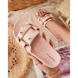 Resti Pink women's slippers with gold Serina ornament - Footwear