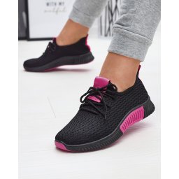 Resti Black women's sports shoes with fuchsia inserts Keteti - Footwear
