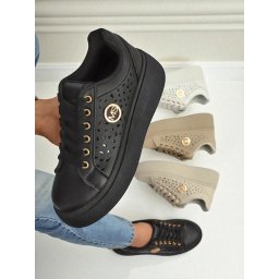 Resti Aurelia Nero - Black platform made of eco-leather, model LH201-8