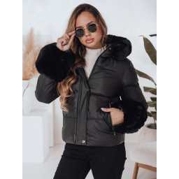 Дамско зимно яке YOUWARM с черен косъм