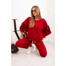 Kesi Włoski Women's butter set with fringes on the sleeves burgundy