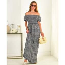 Resti Black floral maxi dress for women - Clothing