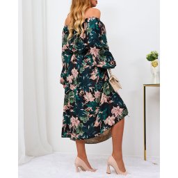Resti Black and green floral maxi dress for women