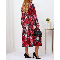 Resti Red and burgundy patterned women's maxi dress