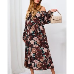 Resti Black and brown floral maxi dress for women