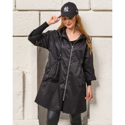 Resti Black women's coat jacket with hood- Clothing