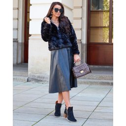 Resti Double-sided women's jacket with fur in black