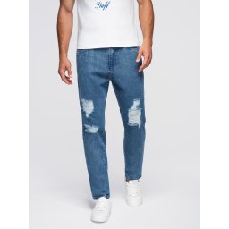 Ombre Men's denim pants CARROT FIT with rubbing - blue