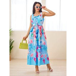 Resti Women's viscose midi dress with straps, featuring a belt in various floral patterns