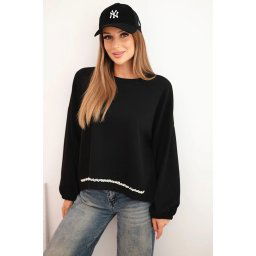 Kesi Włoski Women's sweatshirt with decorative finishing at the bottom black