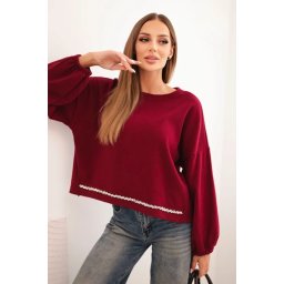 Kesi Włoski Women's sweatshirt with decorative finishing at the bottom red