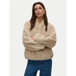 Vero Moda Кожено палто Sonjaliga 10331291 Бежов Regular Fit