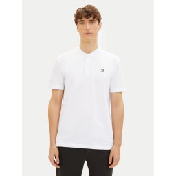 Tom Tailor Denim Тениска с яка и копчета 1041183 Бял Regular Fit