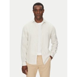 Calvin Klein Jeans Риза Linen Stripe Slim Shirt K10K109332 Бежов Regular Fit