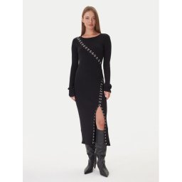 Patrizia Pepe Плетена рокля 2A2960 K291 Черен Regular Fit