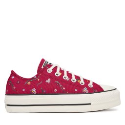 Кецове Converse Chuck Taylor All Star Lift Platform Embroidered Floral Patchwork A15535C Бордо