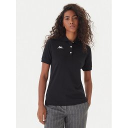 Kappa Тениска с яка и копчета Logo Sharas Wss 302B3C0 Черен Regular Fit