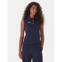 Kappa Тениска с яка и копчета Logo Tennis 302LR20 Тъмносин Slim Fit