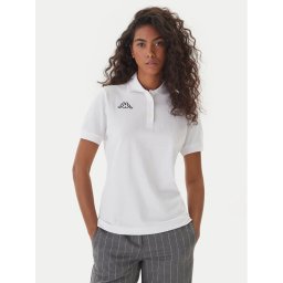 Kappa Тениска с яка и копчета Logo Sharas Wss 302B3C0 Бял Regular Fit