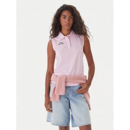 Kappa Тениска с яка и копчета Logo Tennis 302LR20 Розов Slim Fit