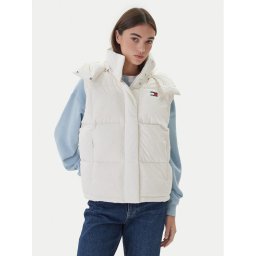Tommy Jeans Жилетка за костюм Tjw Alaska Grid Down Vest DW0DW21627 Екрю Regular Fit