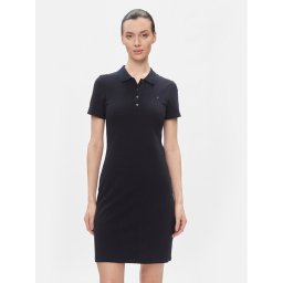Tommy Hilfiger Ежедневна рокля 1985 Slim Pique Polo Dress Ss WW0WW42048 Тъмносин Slim Fit