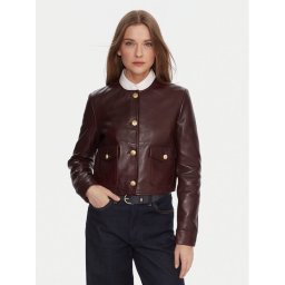 Tommy Hilfiger Кожено яке WW0WW46861 Бордо Regular Fit