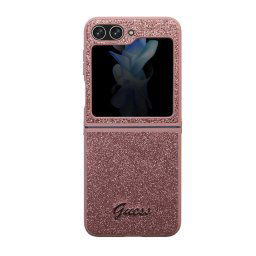 Гръб Guess PC/TPU Glitter Flakes Metal Logo Case за Samsung Galaxy Z Flip 5 - Розов