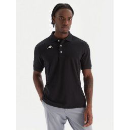 Kappa Тениска с яка и копчета Logo Sharas Mss 302B3D0 Черен Regular Fit