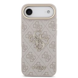 Гръб Guess PU Leather 4G Metal Logo Gold Frame MagSafe Case за iPhone Air - Розов