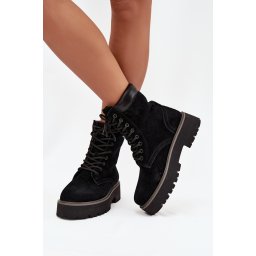 BIG STAR SHOES Замшови ботуши работници дамски с връзки Big Star
