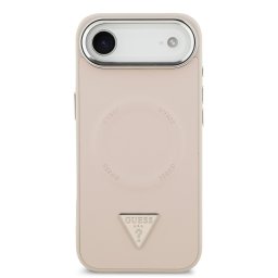 Гръб Guess PU Leather Triangle Logo MagSafe Case за iPhone 17 Air - Розов