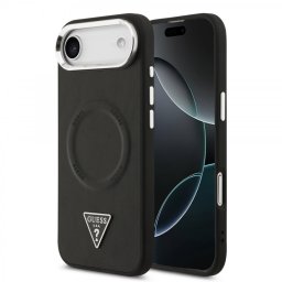 Гръб Guess PU Leather Triangle Logo MagSafe Case за iPhone 17 Air - Черен
