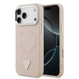Гръб Guess PU Leather Triangle Logo MagSafe Case за iPhone 17 Pro / 18 Pro - Розов
