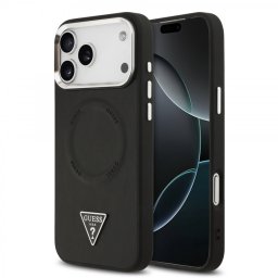 Гръб Guess PU Leather Triangle Logo MagSafe Case за iPhone 17 Pro / 18 Pro - Черен