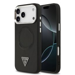 Гръб Guess PU Leather Triangle Logo MagSafe Case за iPhone 17 Pro Max - Черен