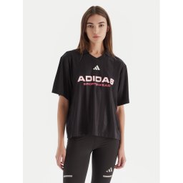 adidas Тениска с яка и копчета Tiro JN2749 Черен Loose Fit