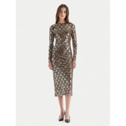 Just Cavalli Коктейлна рокля 79PAO953 JS528 Бежов Slim Fit