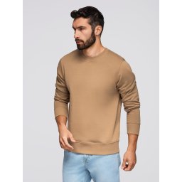Ombre Men's BASIC sweatshirt with round neckline - brown