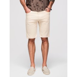 Ombre Men's denim classic shorts with rolled up leg - cream