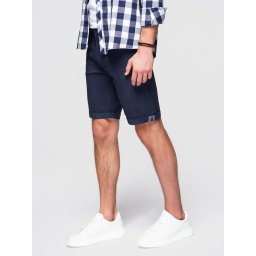 Ombre Men's classic chino shorts with rolled up leg - navy blue