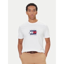 Tommy Hilfiger Тишърт Linear Flag MW0MW41338 Бял Regular Fit