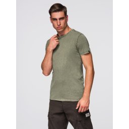 Ombre Men's t-shirt with wash effect - olive
