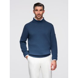 Ombre Men's turtleneck knit sweater - dark blue