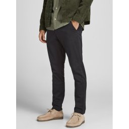 Jack & Jones Текстилни панталони Marco Dave 12174152 Черен Slim Fit