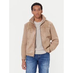 Guess Яке от имитация на кожа M5BR79 Z5570 Бежов Regular Fit