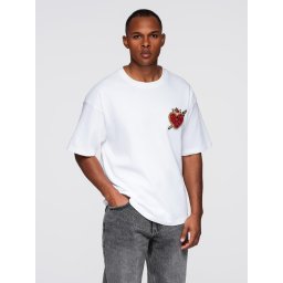 Ombre Men's cotton t-shirt with jewelry applique on chest - off white