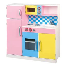 Детска Кухня Ginger Home, Дървена Играчка за Ролеви Игри с Цветен Дизайн, Размери 90x30x90 см...